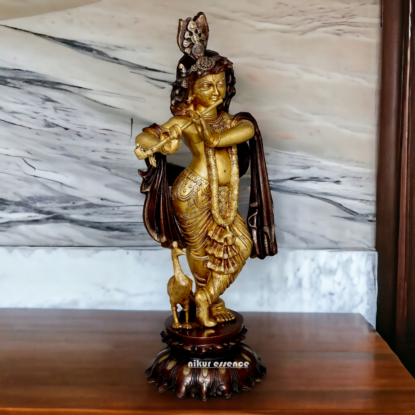 Shop Krishna God Playing Flute Brass idol - 27 inches Nikuressence