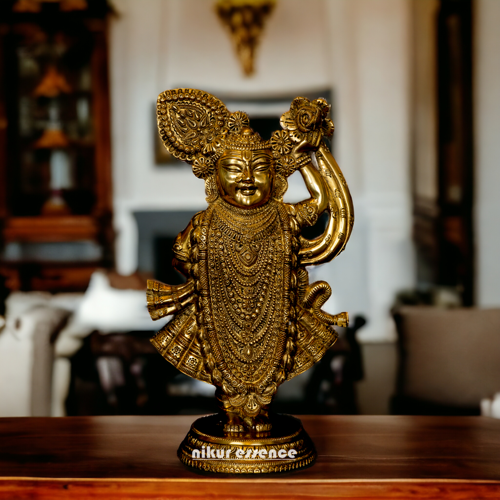 Lord Shrinath ji Brass statue - 11 inches Nikuressence