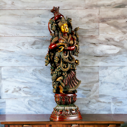 Brass Radha Radhika Standing idol - 30 inches Nikuressence