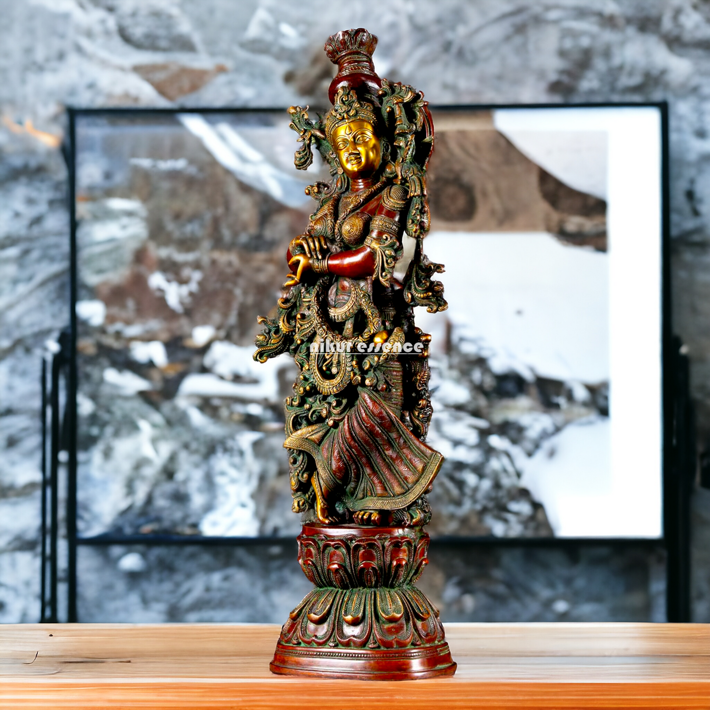 Brass Radha Radhika Standing idol - 30 inches Nikuressence