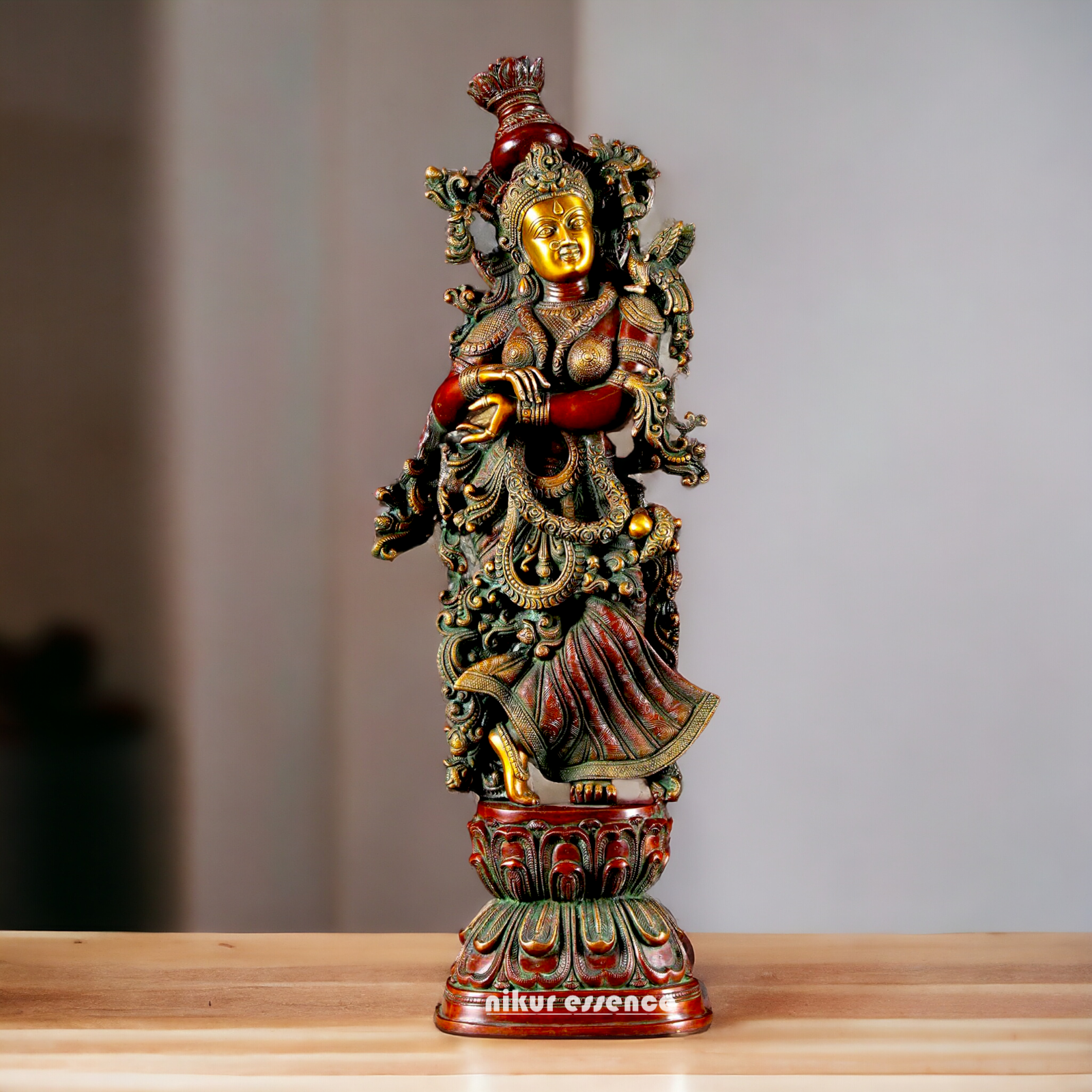 Brass Radha Radhika Standing idol - 30 inches Nikuressence