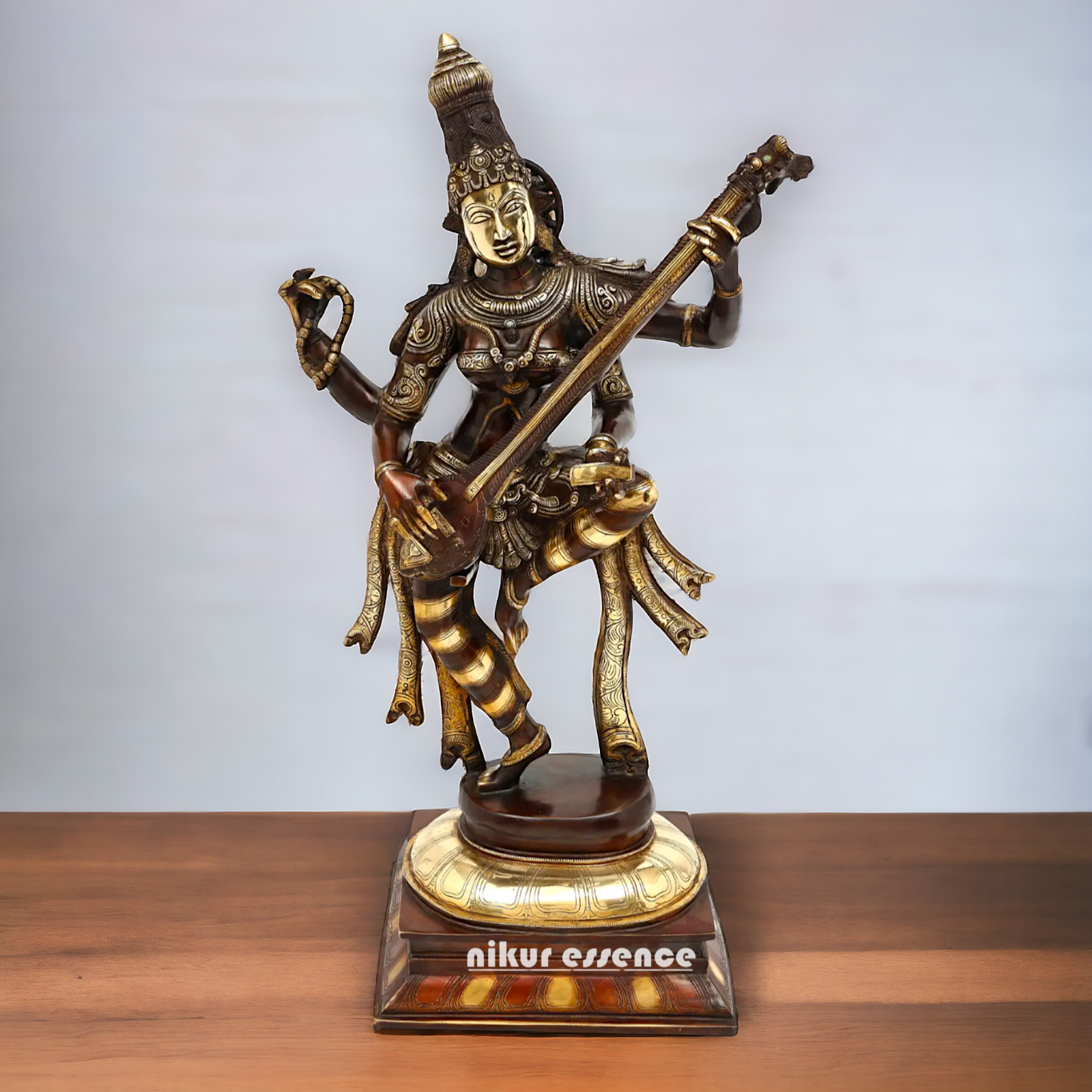Goddess Saraswati Dancing Brass Idol - 32 inches Nikuressence