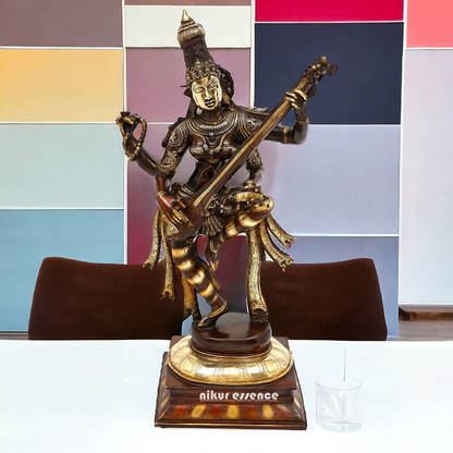 Goddess Saraswati Dancing Brass Idol - 32 inches Nikuressence