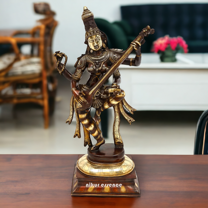 Goddess Saraswati Dancing Brass Idol - 32 inches Nikuressence