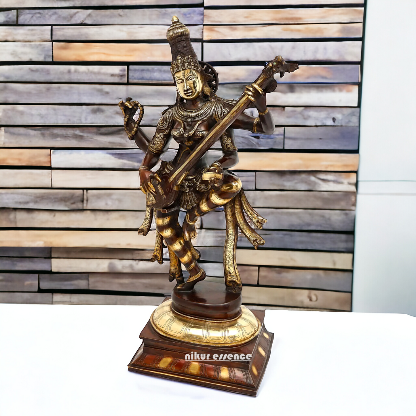 Goddess Saraswati Dancing Brass Idol - 32 inches Nikuressence