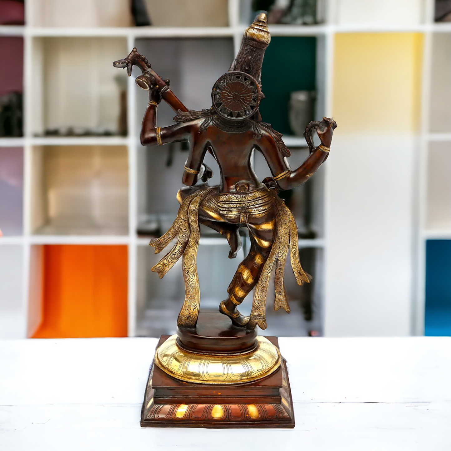 Goddess Saraswati Dancing Brass Idol - 32 inches Nikuressence