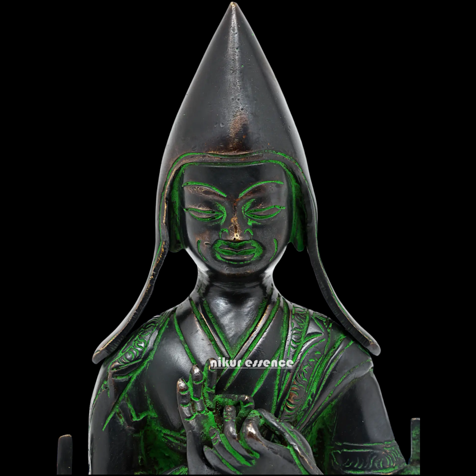 Brass Tsongkhapa idol- 10 inches Nikuressence
