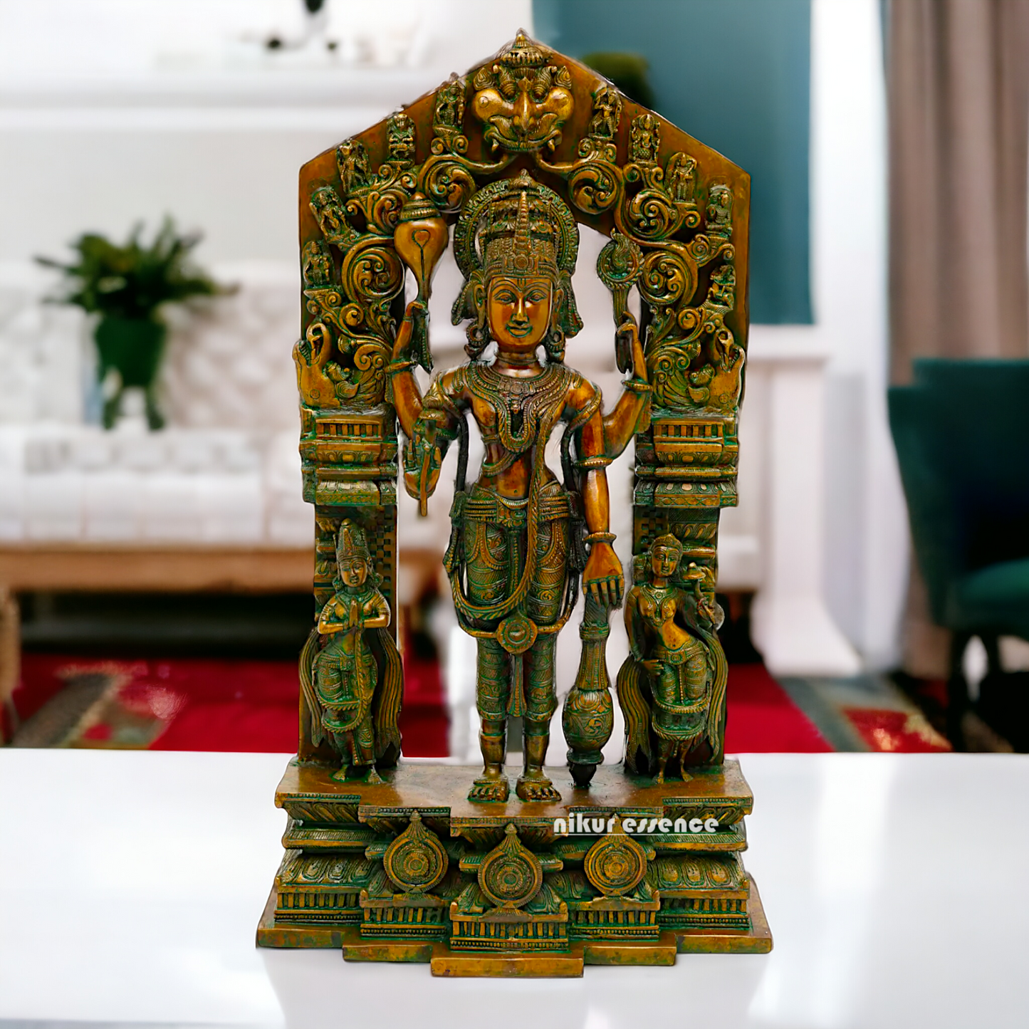 Lord Vishnu standing Brass Idol - 28 inches Nikuressence
