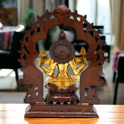Brass Lakshmi Sitting on Lotus Idol - 15 inches Nikuressence