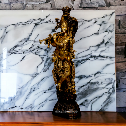 Lord Krishna God with cow Brass idol - 26.5 inches Nikuressence