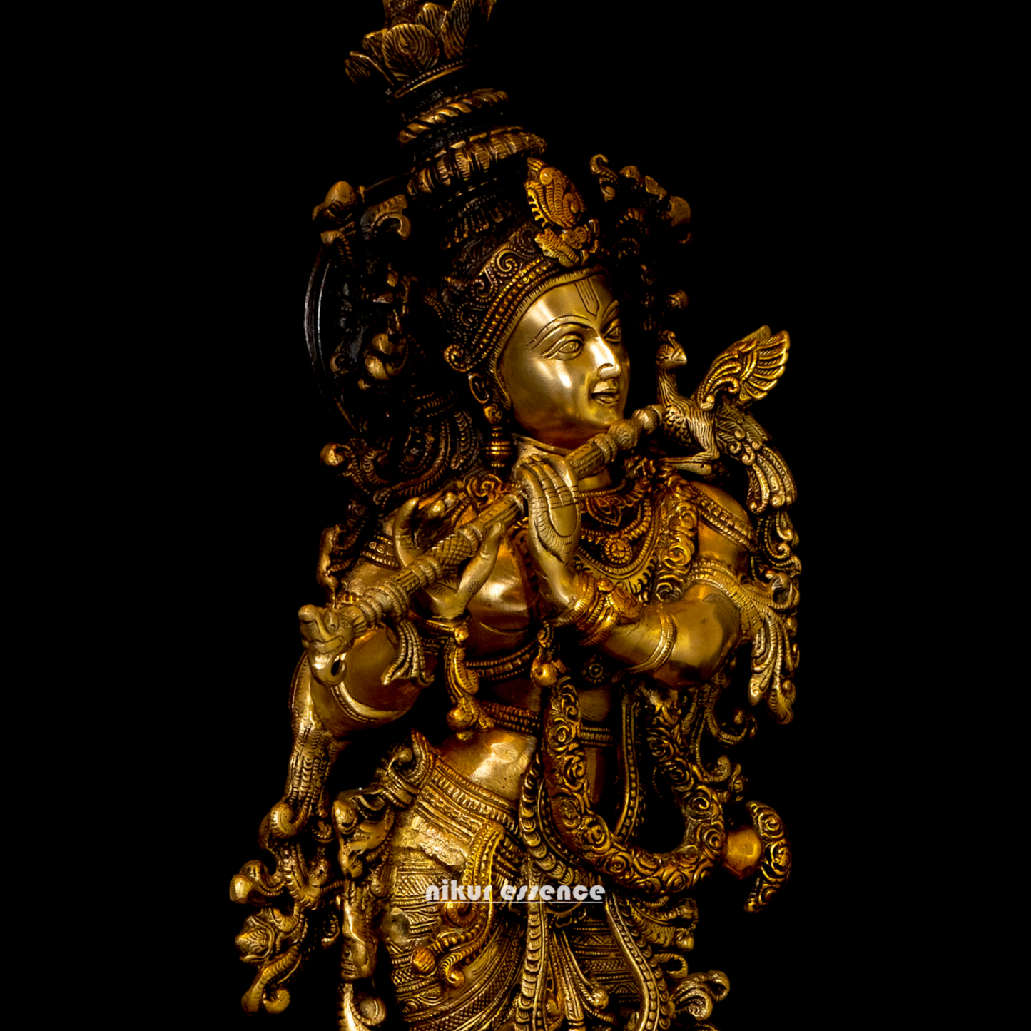 Lord Krishna God with cow Brass idol - 26.5 inches Nikuressence
