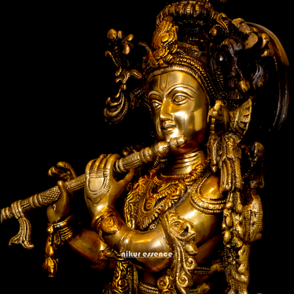 Lord Krishna God with cow Brass idol - 26.5 inches Nikuressence