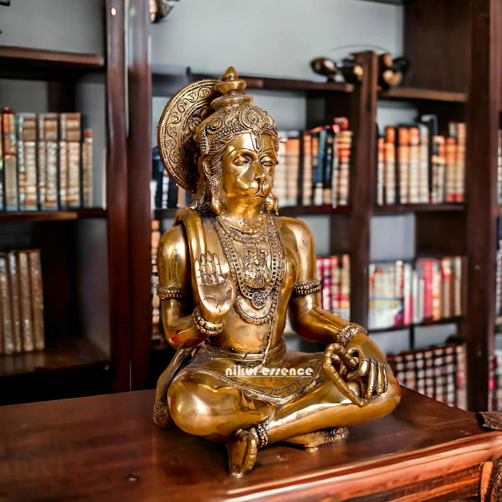 Lord Hanuman ji Meditation Sitting Solid Brass idol - 11 inches Nikuressence