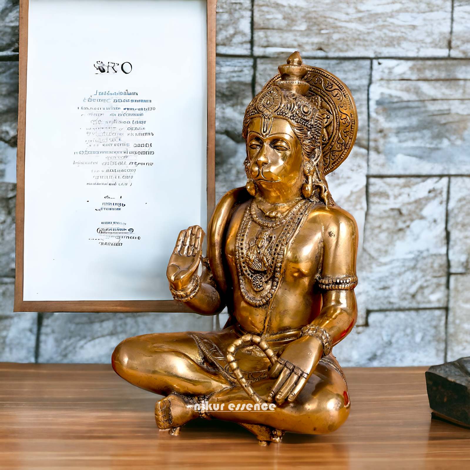 Lord Hanuman ji Meditation Sitting Solid Brass idol - 11 inches Nikuressence