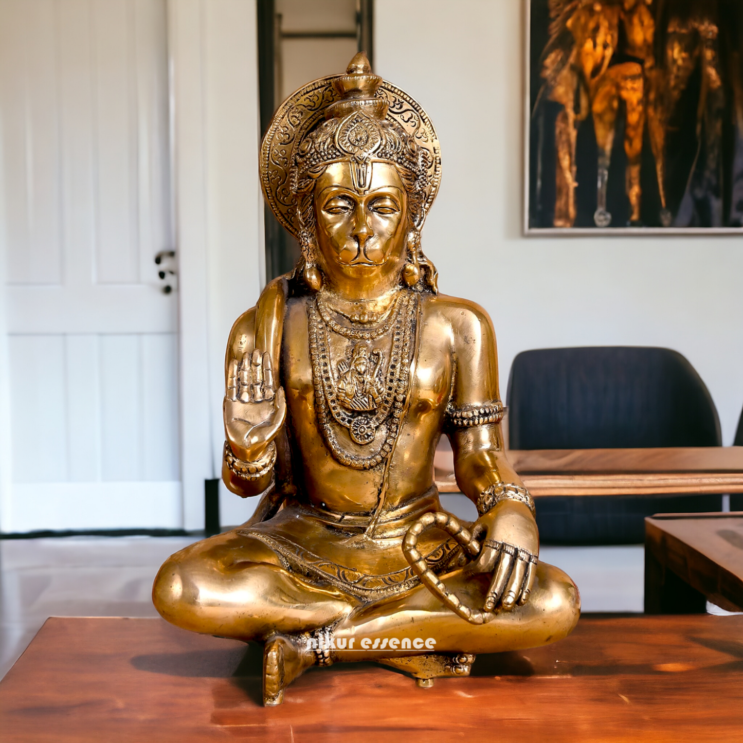Lord Hanuman ji Meditation Sitting Solid Brass idol - 11 inches Nikuressence