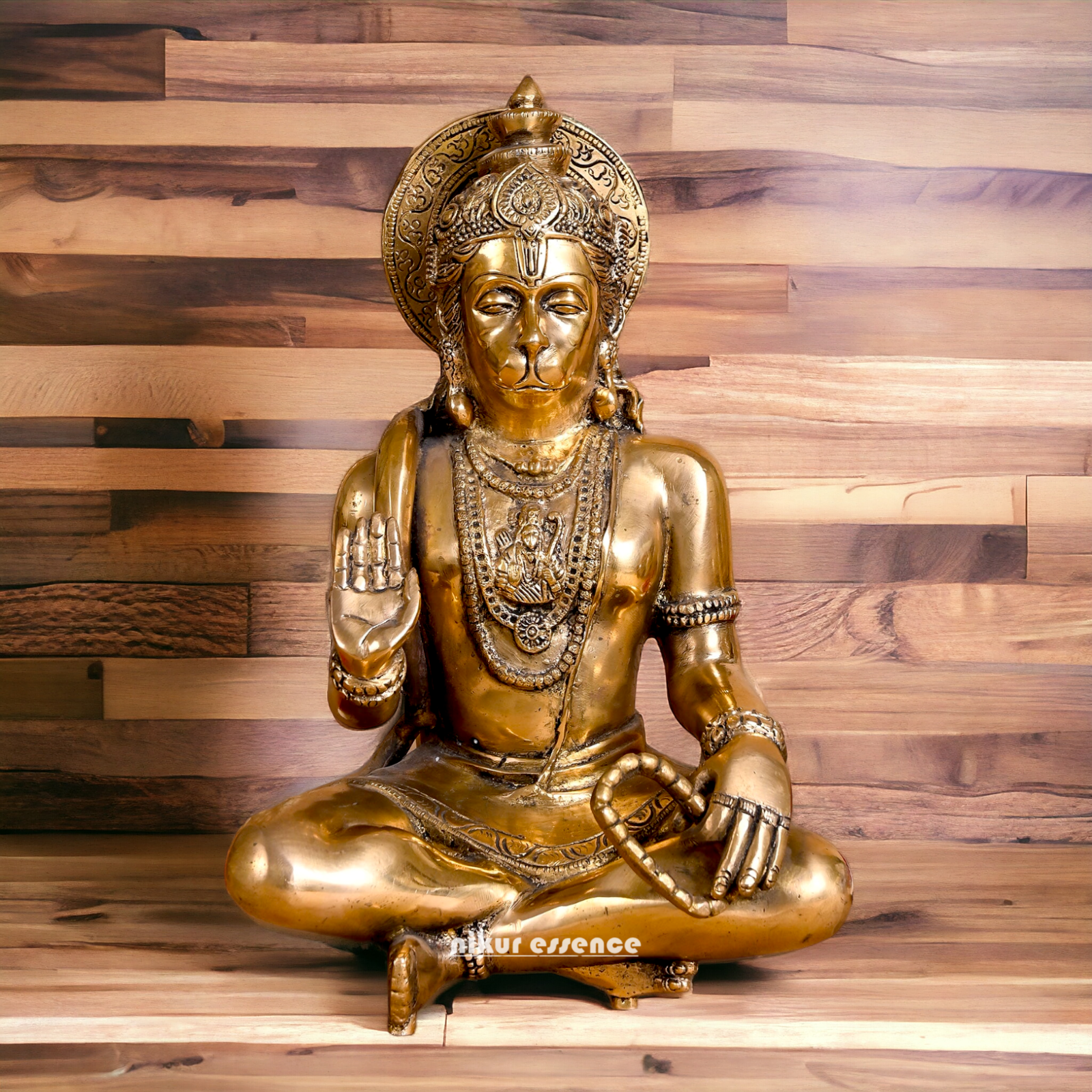 Lord Hanuman ji Meditation Sitting Solid Brass idol - 11 inches Nikuressence