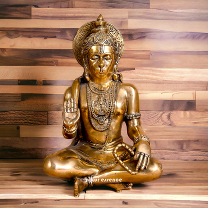 Lord Hanuman ji Meditation Sitting Solid Brass idol - 11 inches Nikuressence