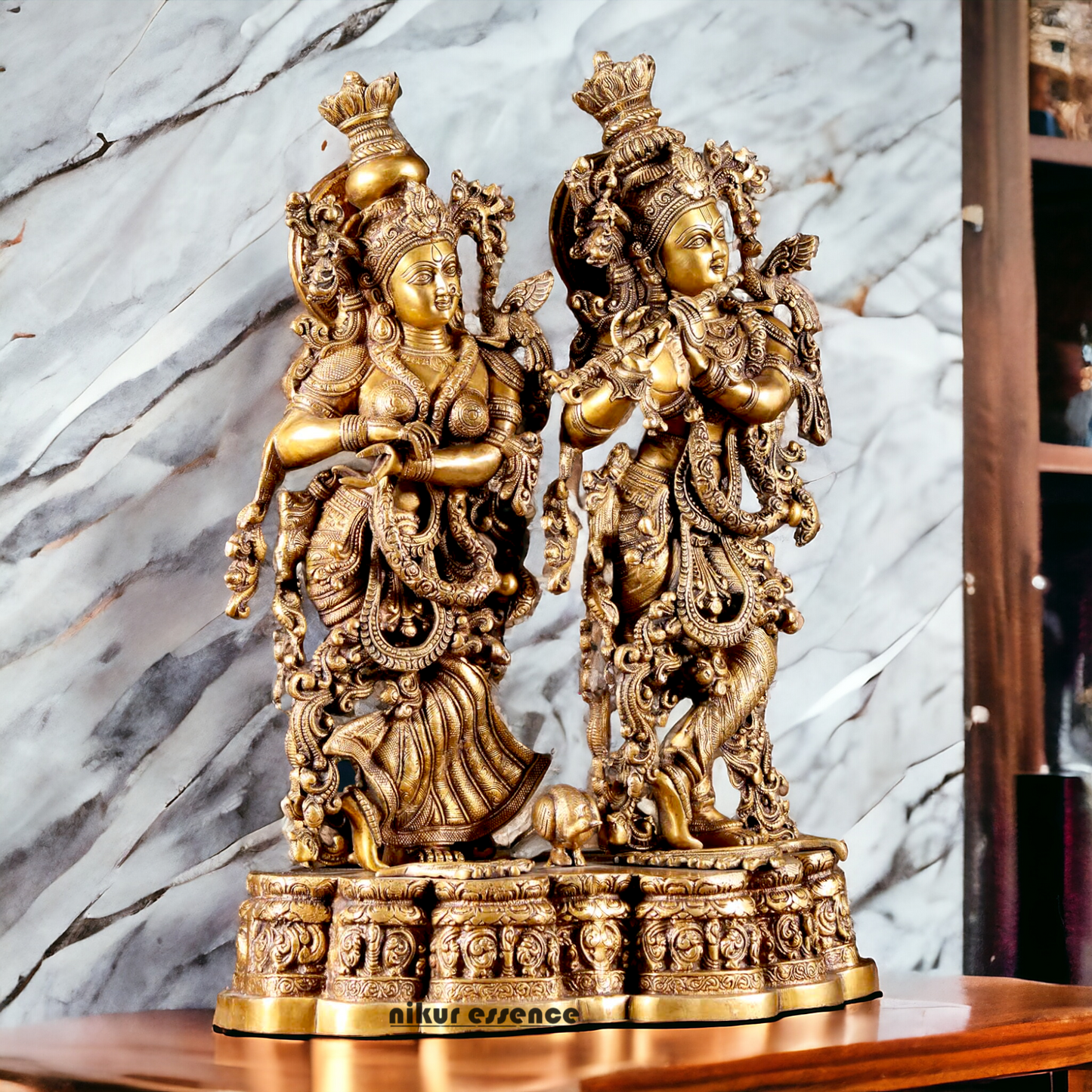 Large Radha Krishna Bhagwan Brass statue - 29 inches Nikuressence