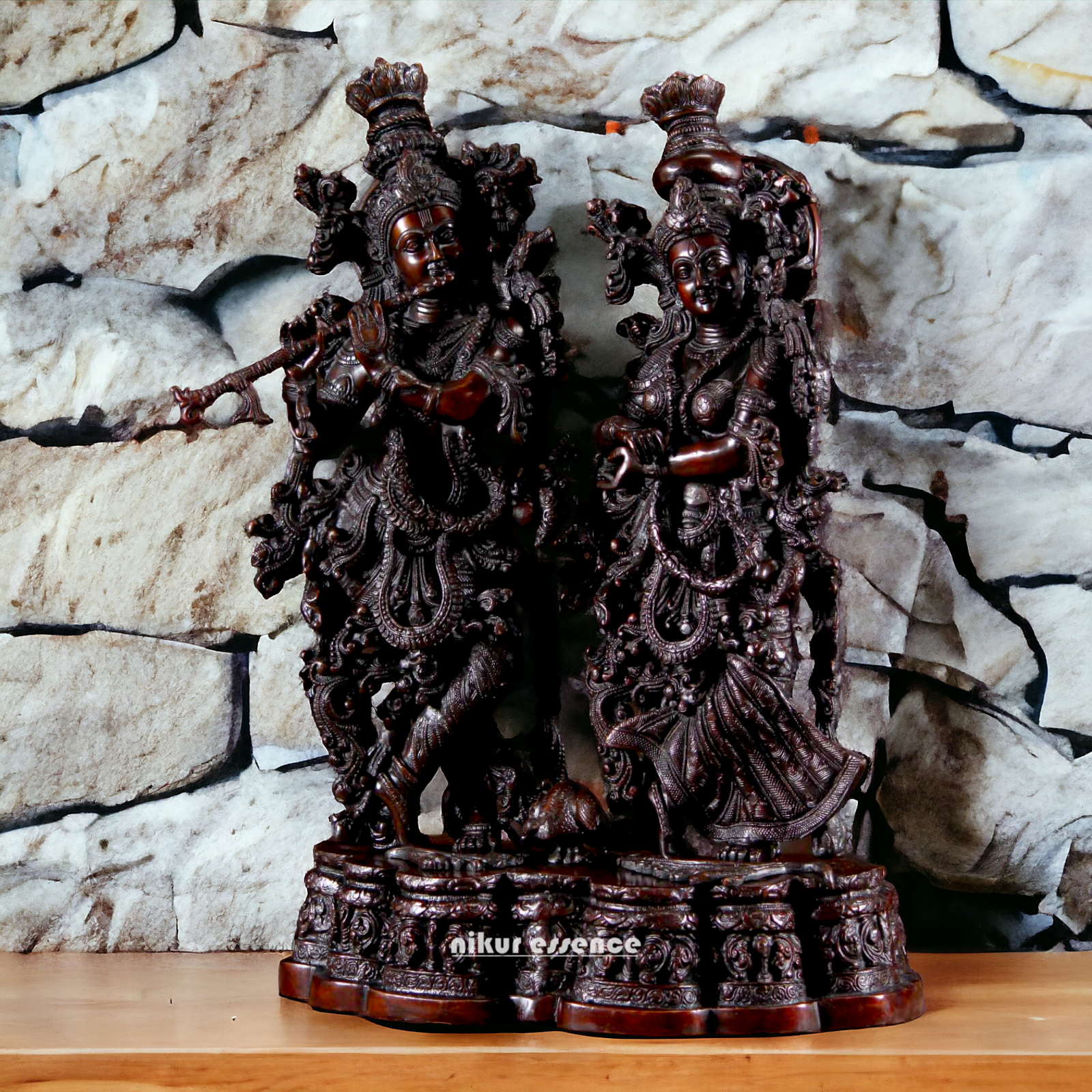 Big Radha Krishna Standing Brass statue - 27 inches Nikuressence