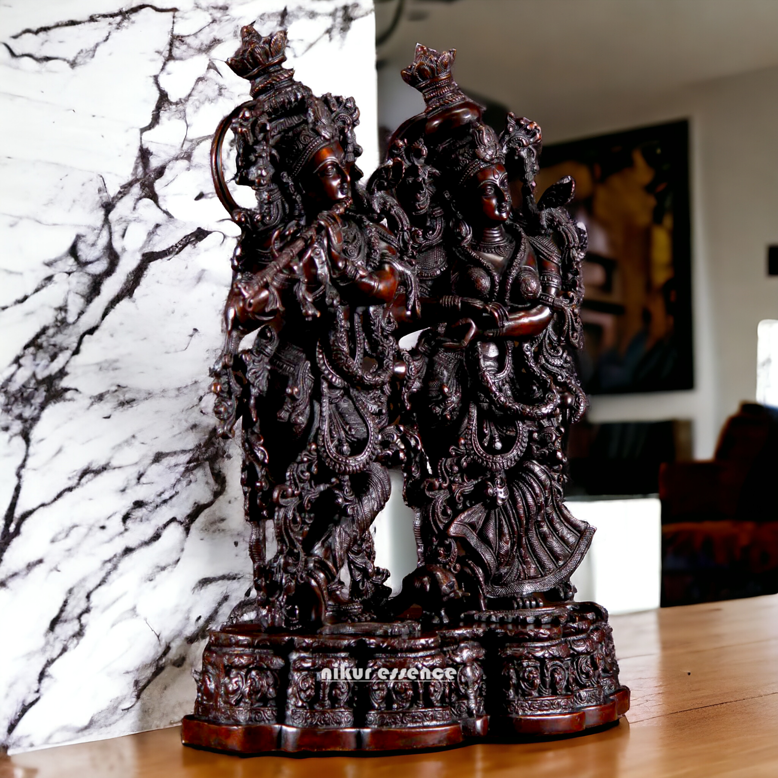 Big Radha Krishna Standing Brass statue - 27 inches Nikuressence