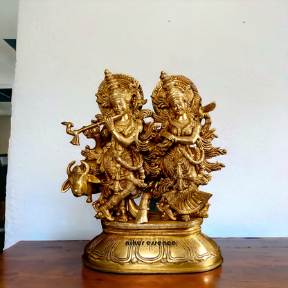 Shop Radha Krishna Gopal with Cow Solid Brass idol - 16 inches Nikuressence
