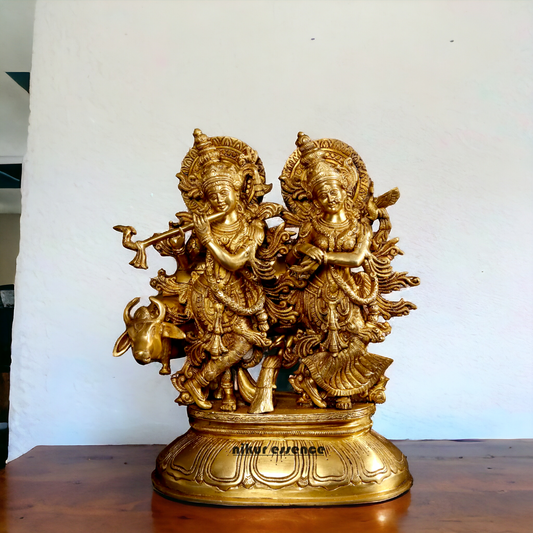 Shop Radha Krishna Gopal with Cow Solid Brass idol - 16 inches Nikuressence