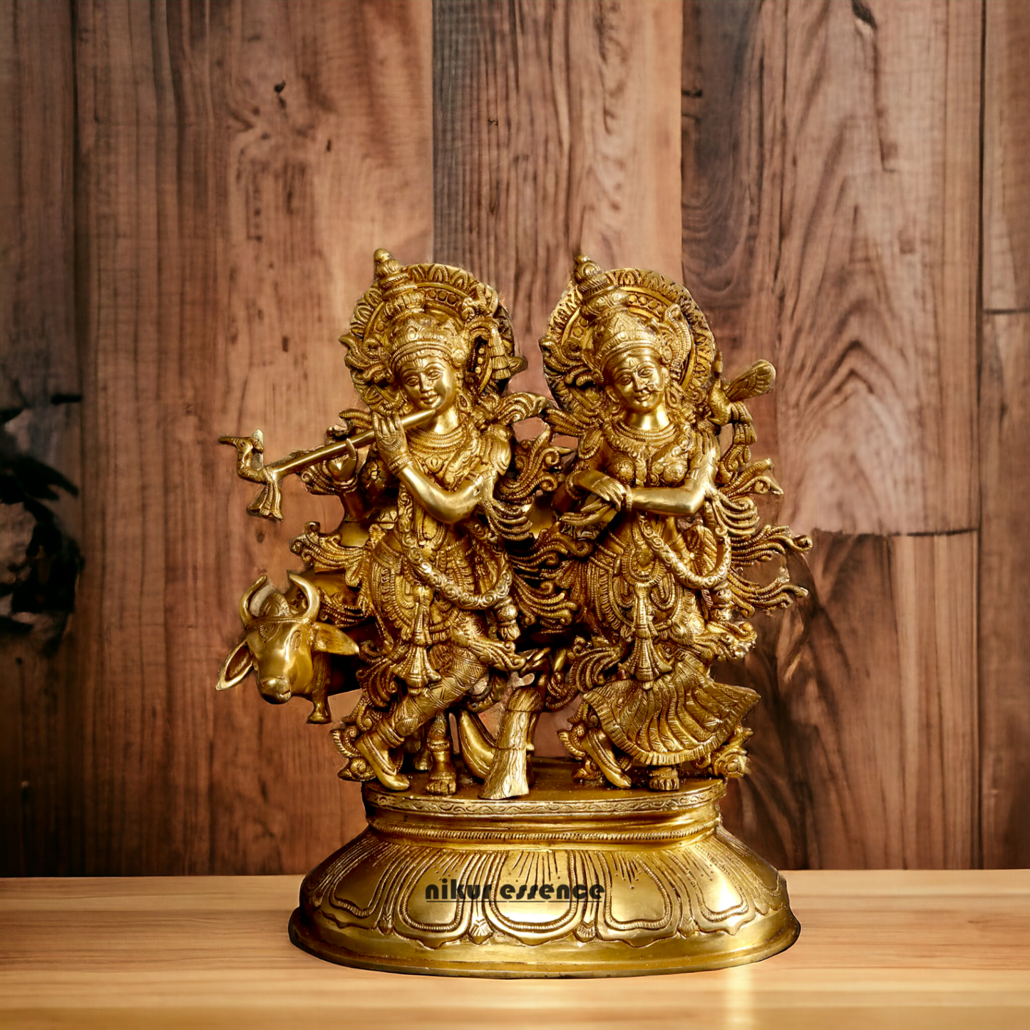 Shop Radha Krishna Gopal with Cow Solid Brass idol - 16 inches Nikuressence