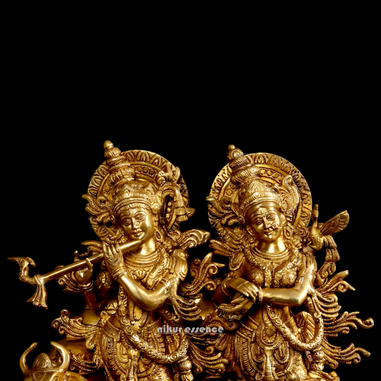 Shop Radha Krishna Gopal with Cow Solid Brass idol - 16 inches Nikuressence