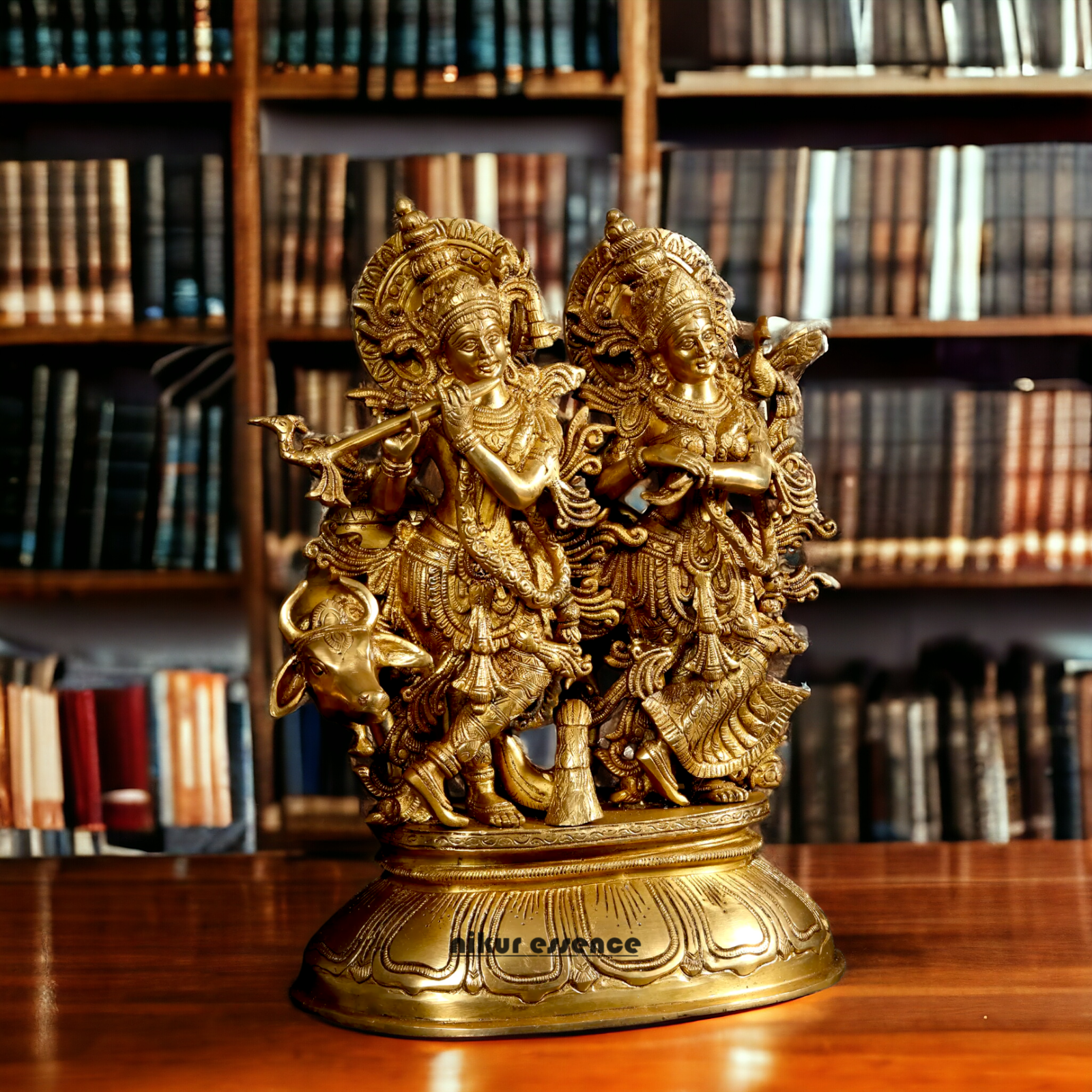 Shop Radha Krishna Gopal with Cow Solid Brass idol - 16 inches Nikuressence