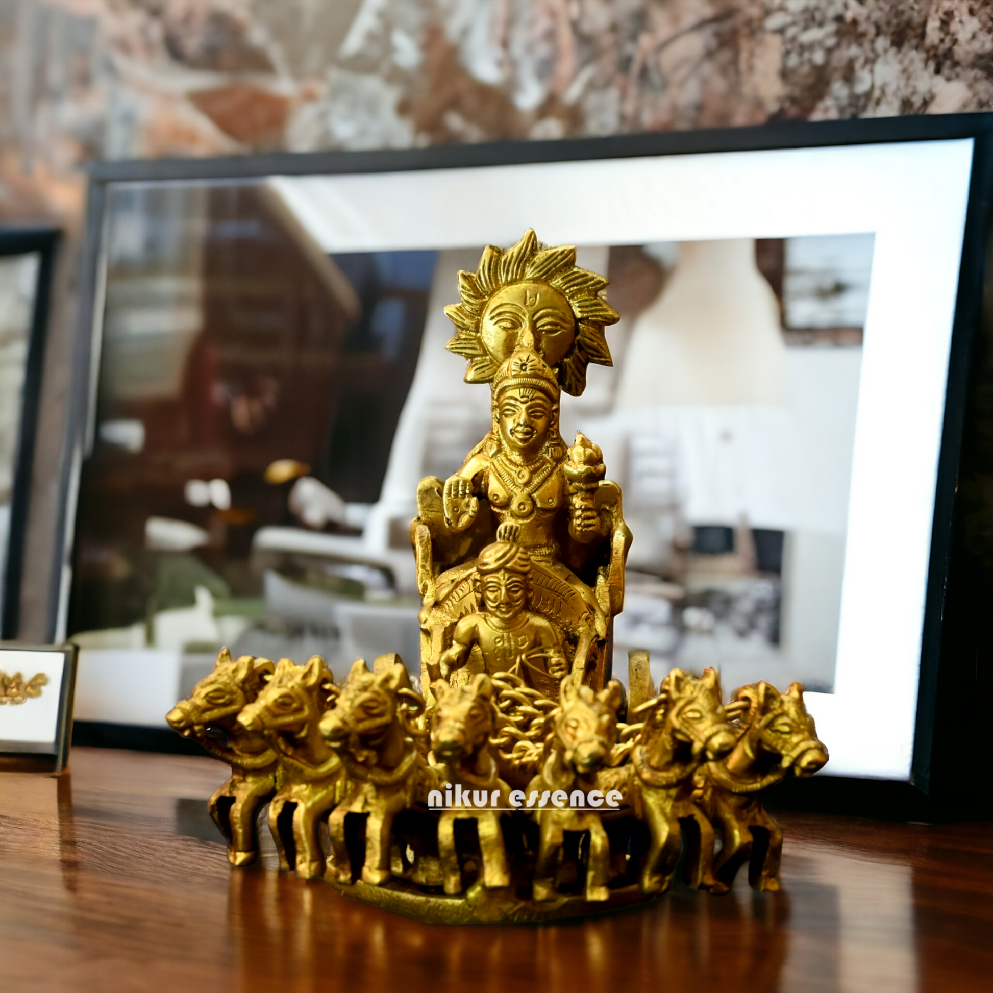 Antique Brass Surya Rath - 16 cm Nikuressence