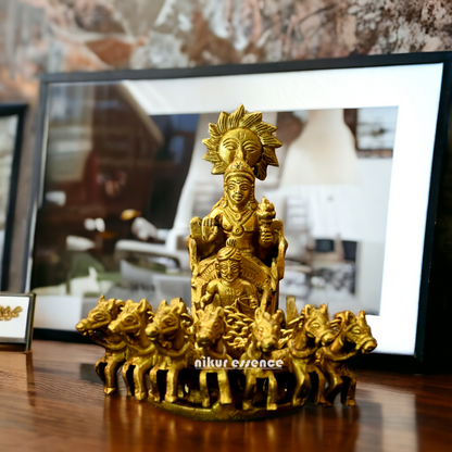 Antique Brass Surya Rath - 16 cm Nikuressence