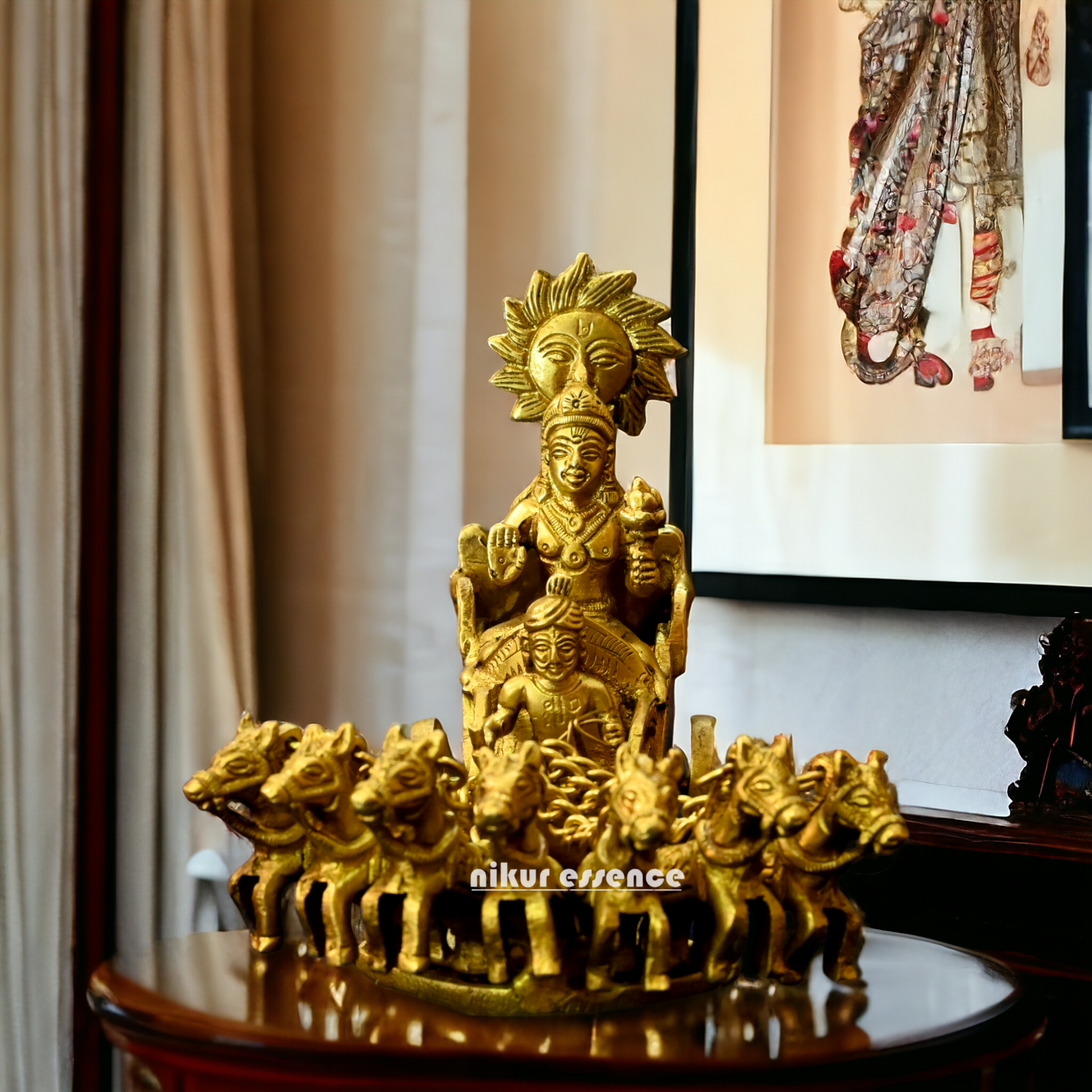 Antique Brass Surya Rath - 16 cm Nikuressence