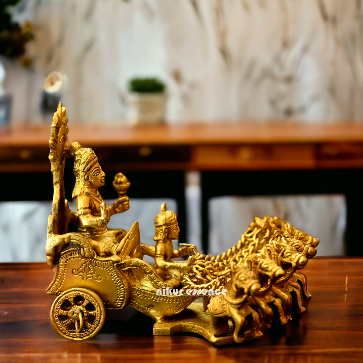 Antique Brass Surya Rath - 16 cm Nikuressence