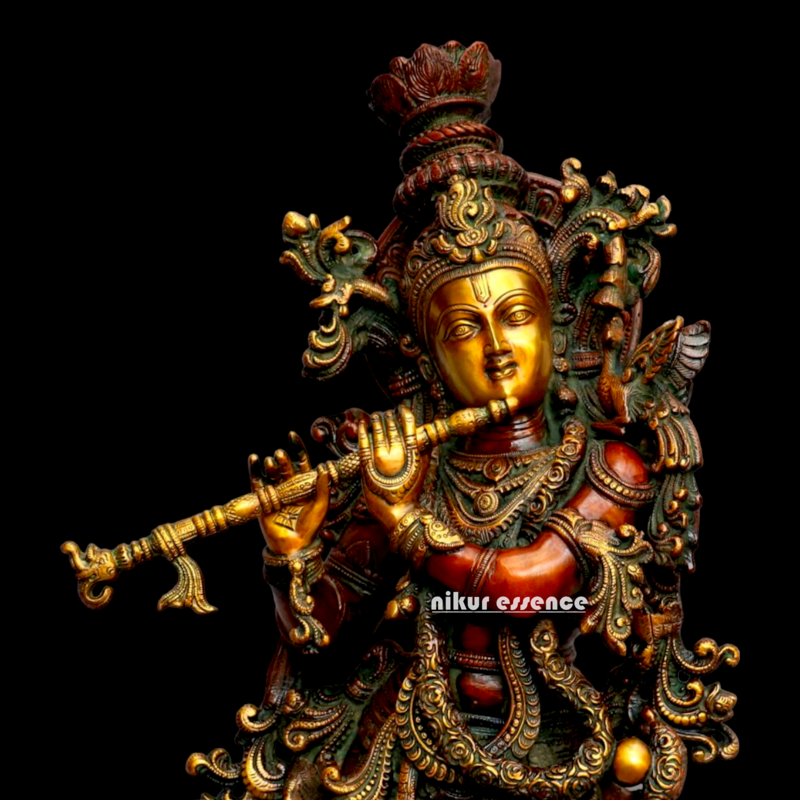 Buy Krishna with Cow Brass Statue - 28 Inches Nikuressence