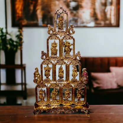 Brass Dashavatar of Vishnu Hanging Wall idol - 27 Inches Nikuressence