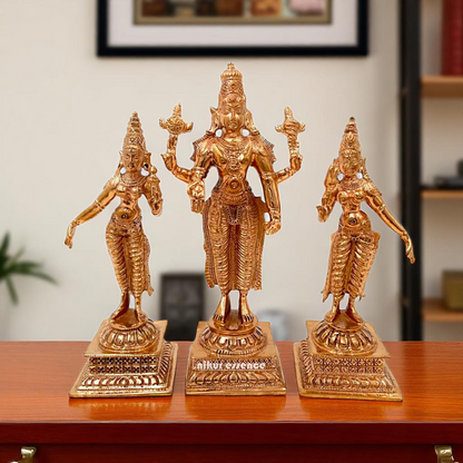 panchaloha vishnu sridevi bhudevi standing statue 6.5 inches Nikuressence