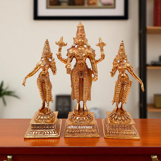 panchaloha vishnu sridevi bhudevi standing statue 6.5 inches Nikuressence