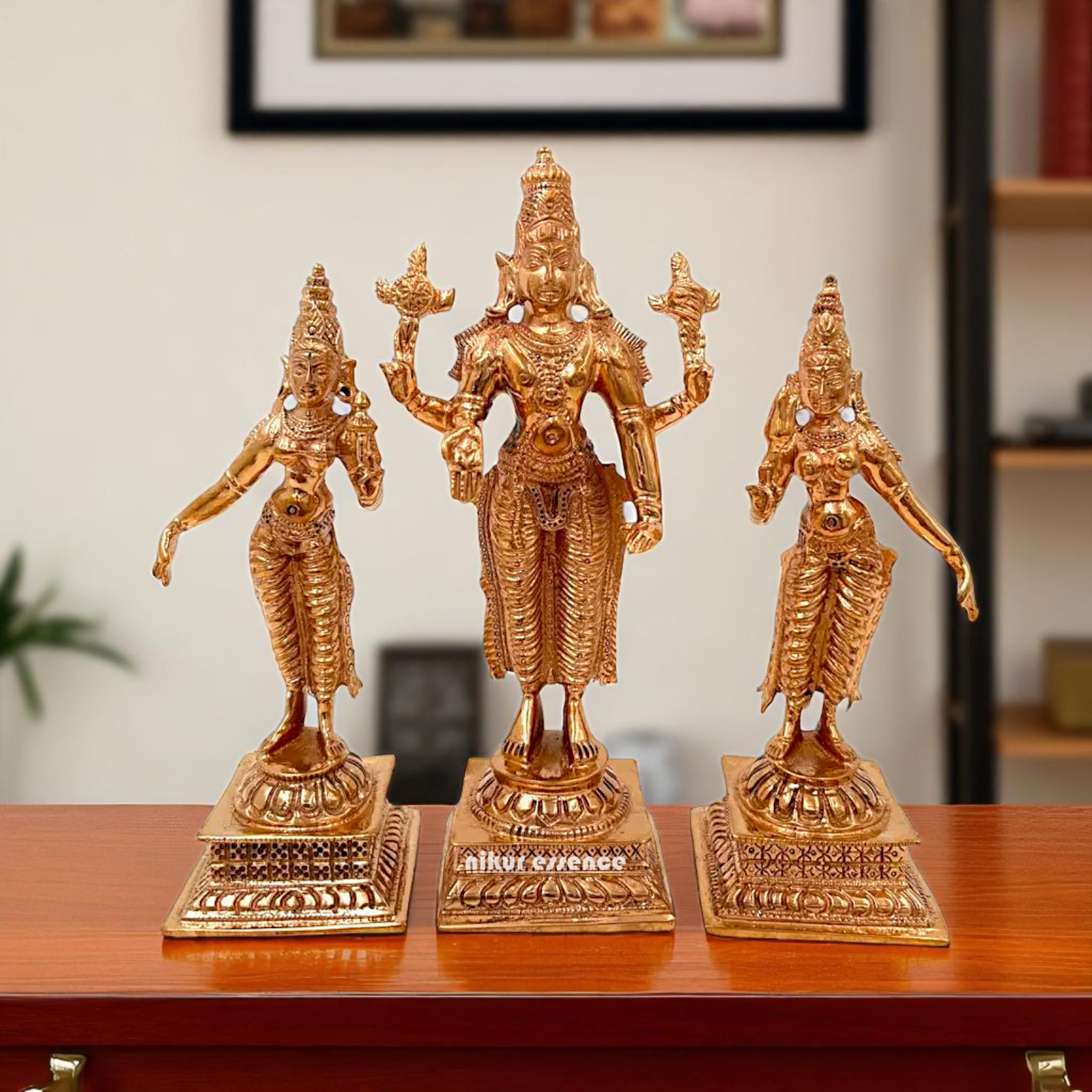panchaloha vishnu sridevi bhudevi standing statue 6.5 inches Nikuressence