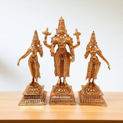 panchaloha vishnu sridevi bhudevi standing statue 6.5 inches Nikuressence