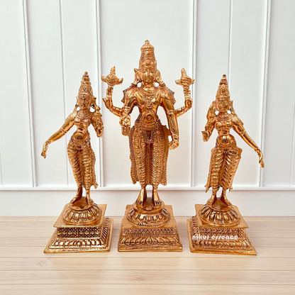panchaloha vishnu sridevi bhudevi standing statue 6.5 inches Nikuressence