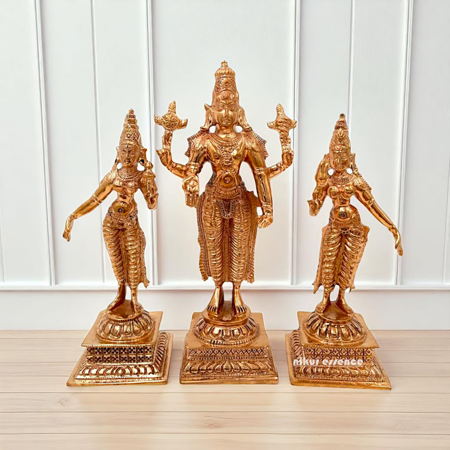 panchaloha vishnu sridevi bhudevi standing statue 6.5 inches Nikuressence