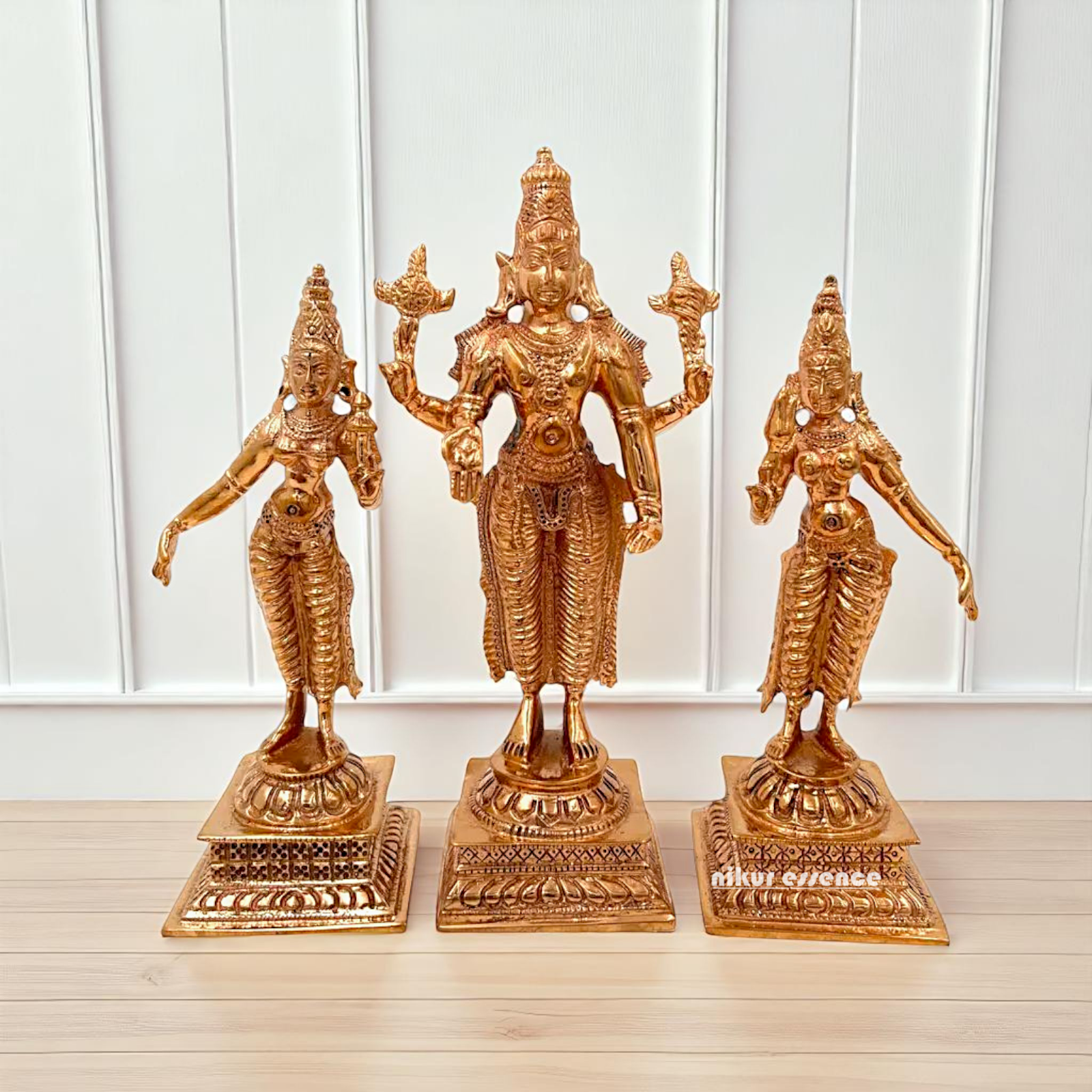 panchaloha vishnu sridevi bhudevi standing statue 6.5 inches Nikuressence