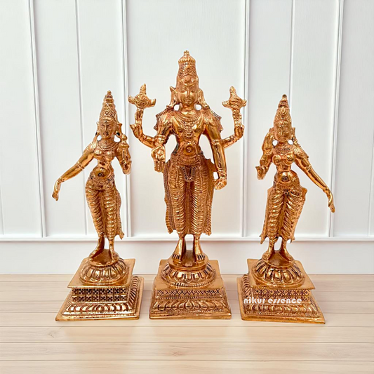 panchaloha vishnu sridevi bhudevi standing statue 6.5 inches Nikuressence