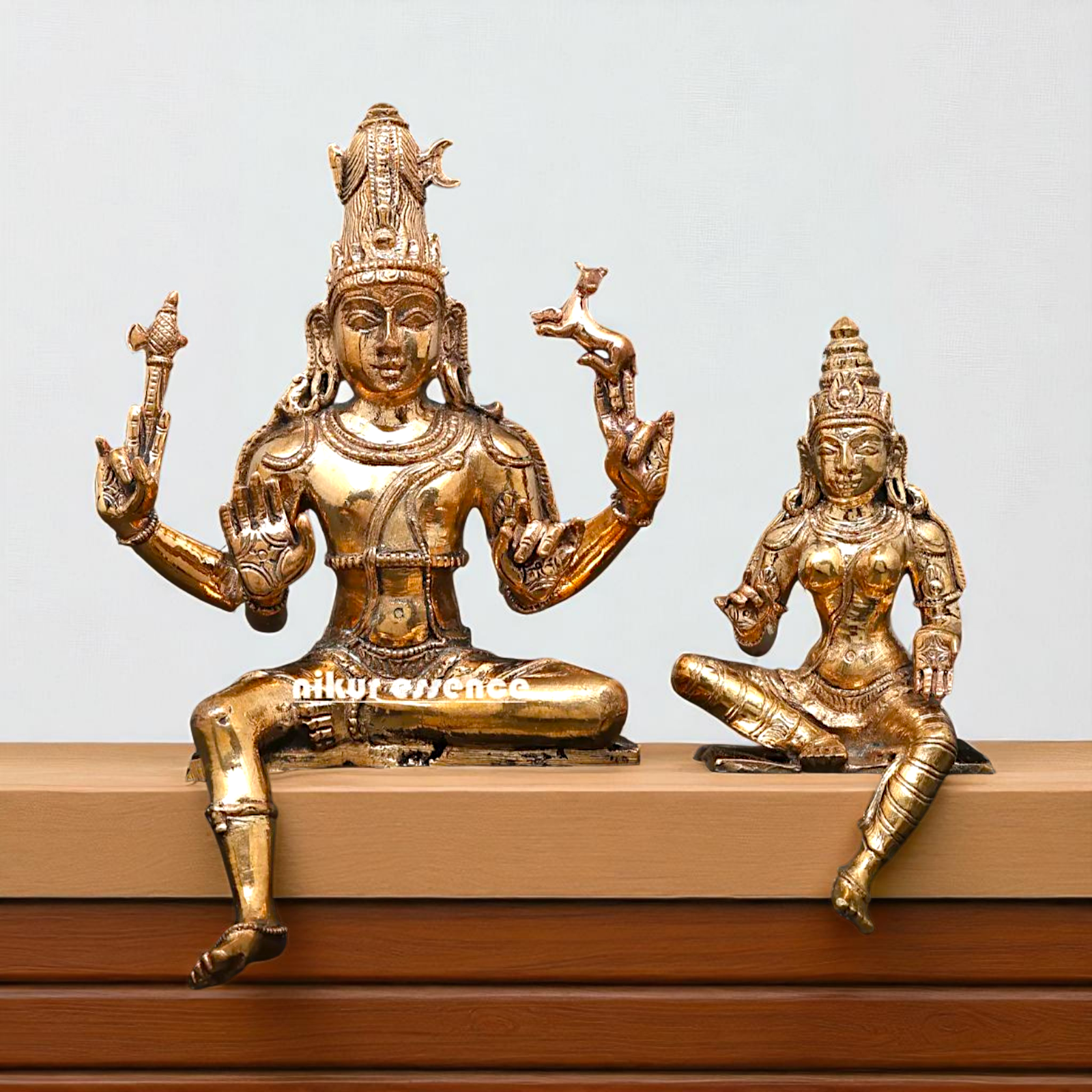 Bronze/Panchaloha Shiva with Parvati seated with Blessing statue - 5 Inches Nikuressence