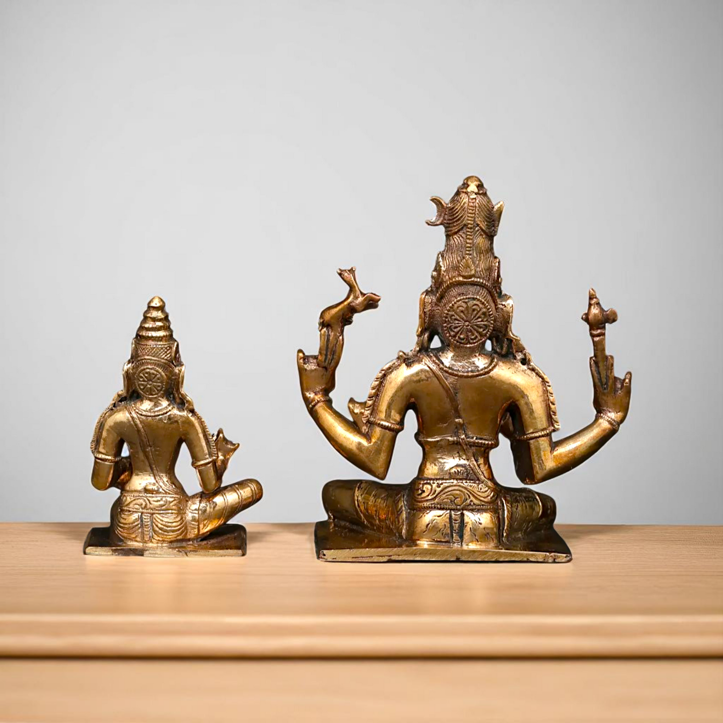 Bronze/Panchaloha Shiva with Parvati seated with Blessing statue - 5 Inches Nikuressence