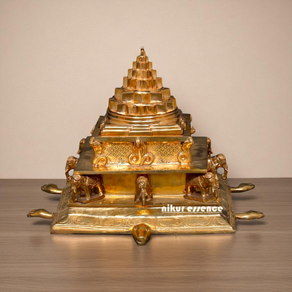 Panchaloha/Bronze Shri Yantra Tortoise Back small elephant idol - 17 Inches Nikuressence