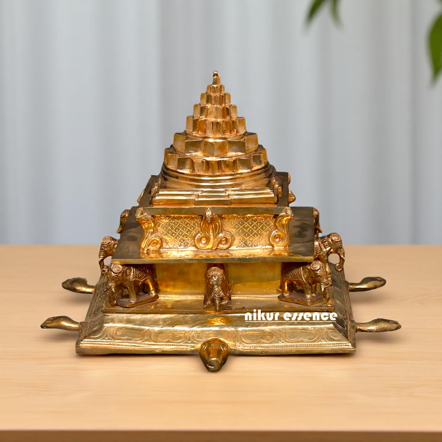 Panchaloha/Bronze Shri Yantra Tortoise Back small elephant idol - 17 Inches Nikuressence