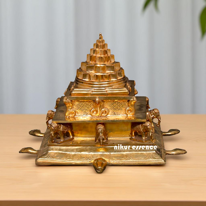 Panchaloha/Bronze Shri Yantra Tortoise Back small elephant idol - 17 Inches Nikuressence