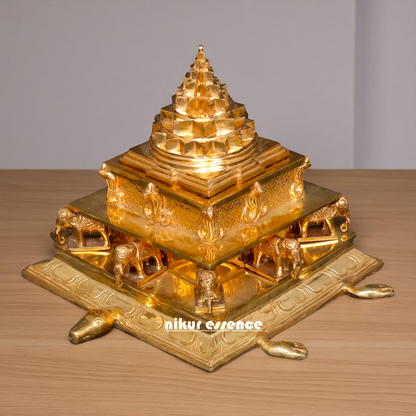 Panchaloha/Bronze Shri Yantra Tortoise Back small elephant idol - 17 Inches Nikuressence