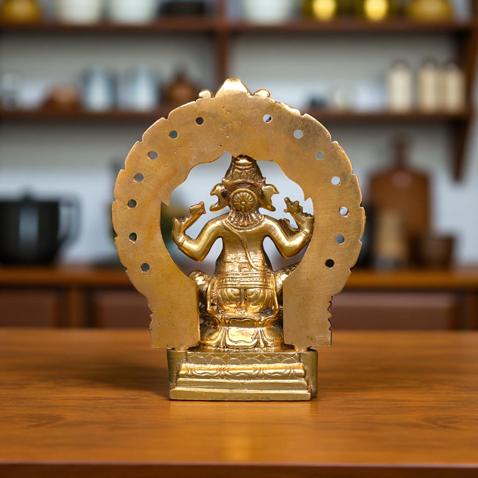 Lord Ganesha Ganpati seated on kirtimukha throne Bronze/Panchaloha idol - 4 Inches Nikuressence